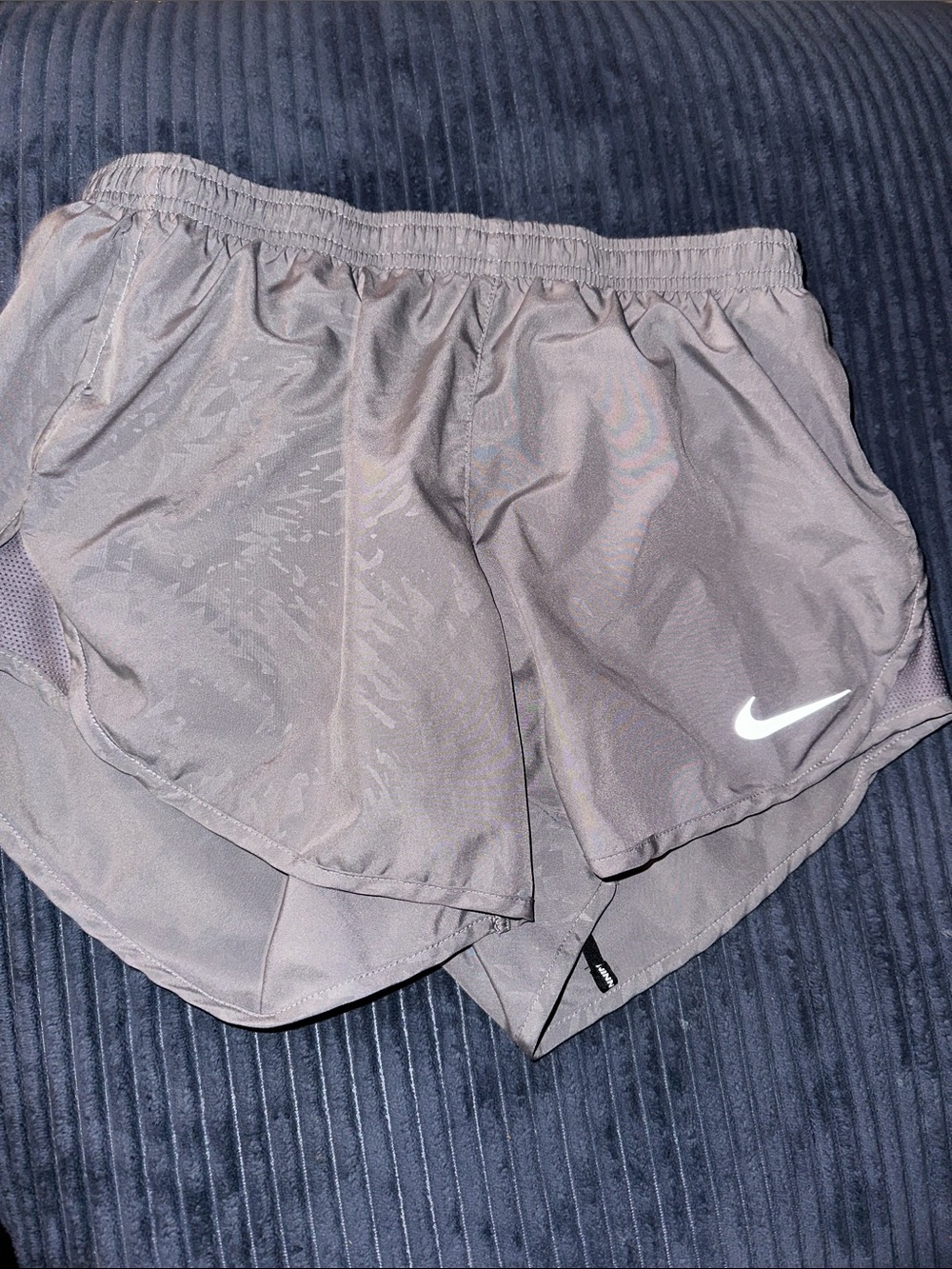 Nike Women's Grey Running Shorts with Reflective Logo